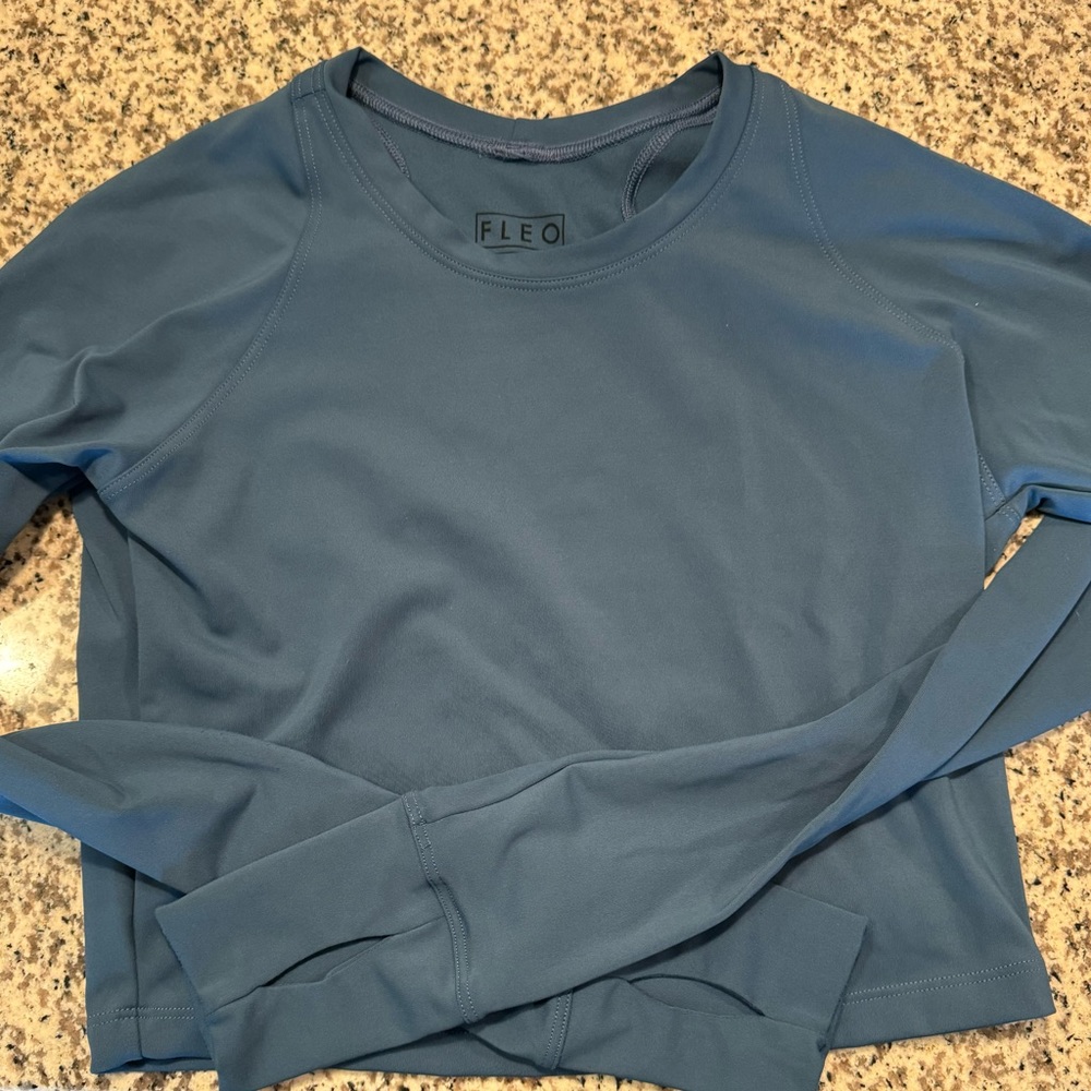 FLEO Foundation Crop Long Sleeve Shirt - Small - Sailor Blue- Great Condition!